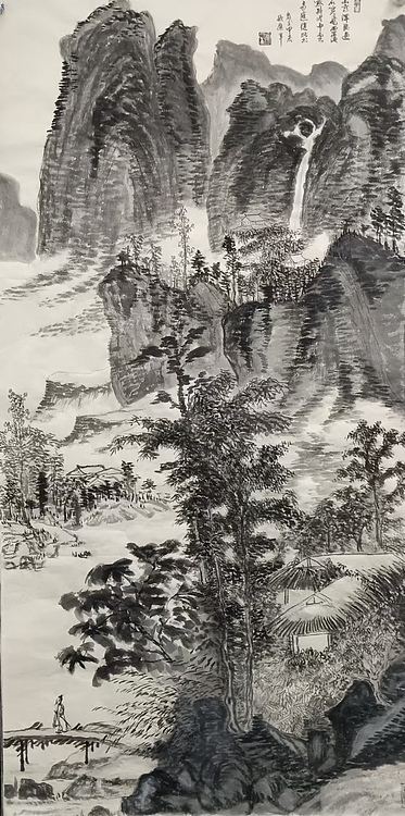 文化老兵 仿古山水人物画