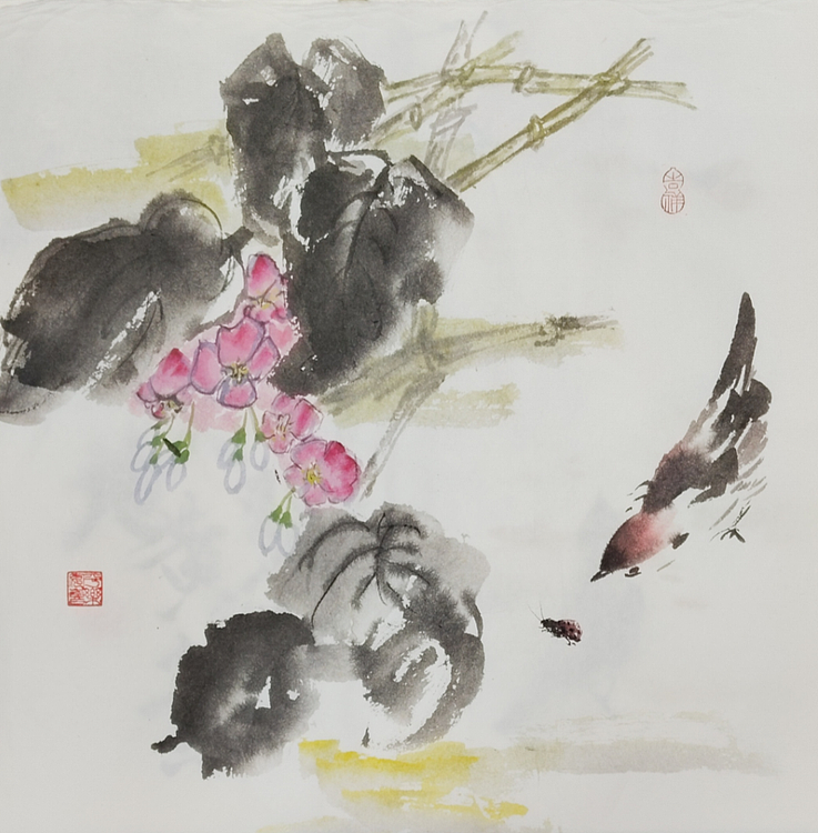 胡冰 精品水墨花鸟国画