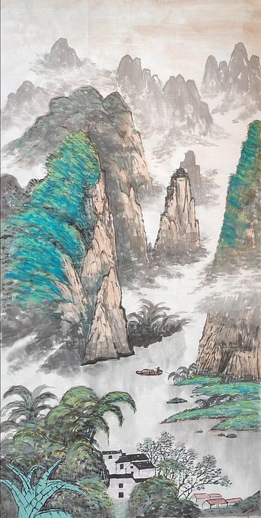 云海松涛 三尺山水画之二
