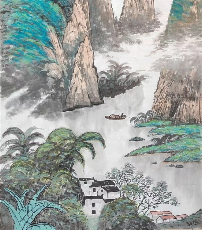 云海松涛 三尺山水画之二