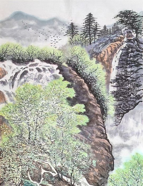 云海松涛 3尺山水画