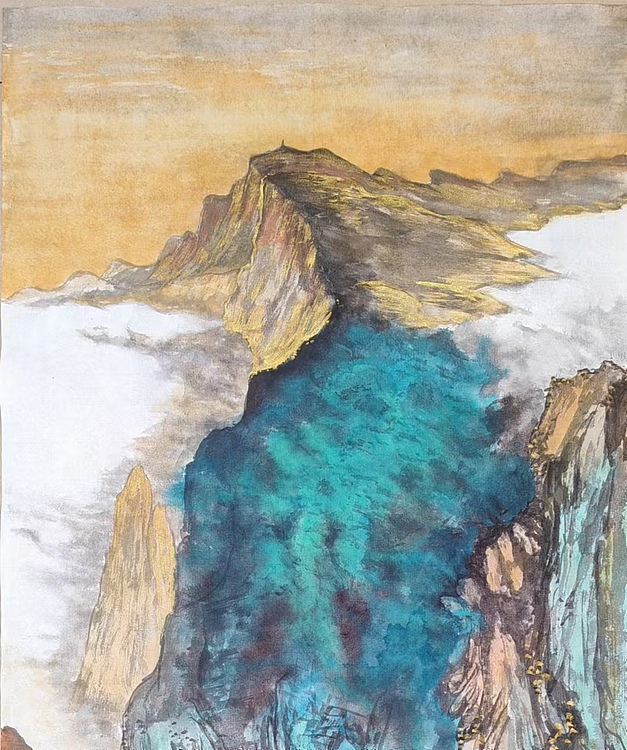 云海松涛 3尺金碧泼彩山水