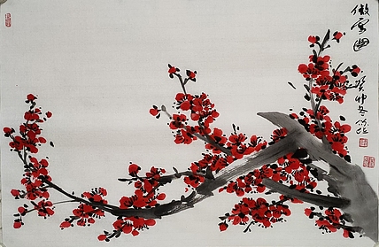 李保佐 花卉作品《傲雪图》