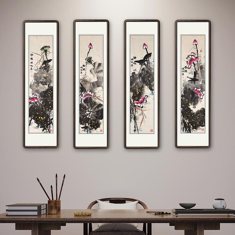 高晓林 （4952）国家一级美术师，江苏省美协会，员四条屏组图