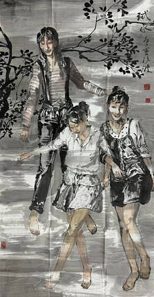 河南大学教授，河南省美协副主席，中美协会员，袁汝波 国画 试水