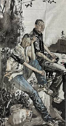 河南大学教授，河南省美协副主席，中美协会员，袁汝波 国画 在水一边