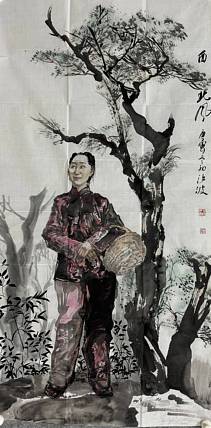 河南大学教授，河南省美协副主席，中美协会员，袁汝波 国画 西北风