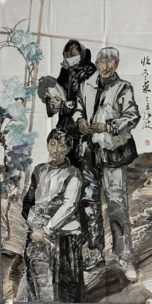 河南大学教授，河南省美协副主席，中美协会员，袁汝波 国画 收冬菜