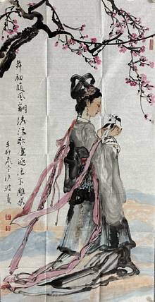河南大学教授，河南省美协副主席，中美协会员，袁汝波 国画 舞袖