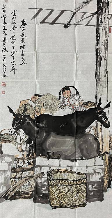 河南大学教授，河南省美协副主席，中美协会员，袁汝波 国画 农家美景