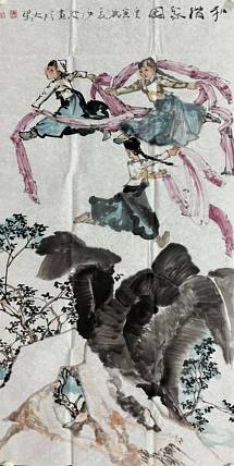 河南大学教授，河南省美协副主席，中美协会员，袁汝波 国画 和谐家园
