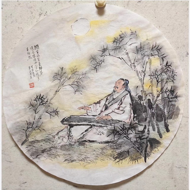南山 中国美协会员周群（南山周君）《赏月》