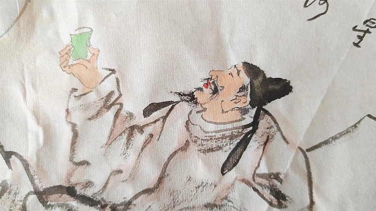 南山 中国美协会员_周群《李白醉酒》