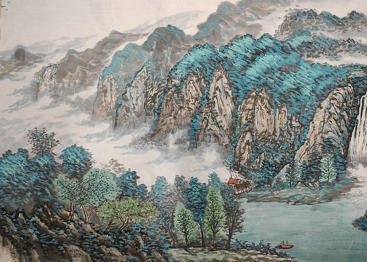 云海松涛 大型彩墨山水