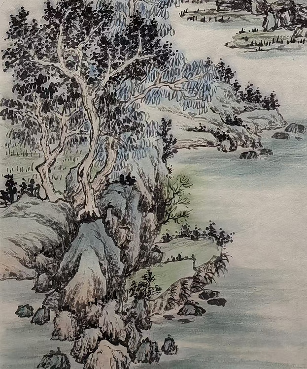 周植筠 一江烟水照晴岚