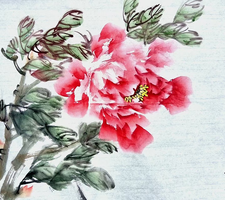 当代著名书画家 醉墨 朱毅江国画《富贵吉祥》68*85㎝