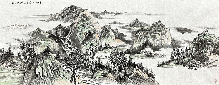 梁元龙 山水