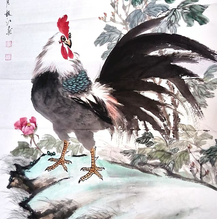 当代著名书画家 醉墨 朱毅江国画《富贵之冠》100*68㎝