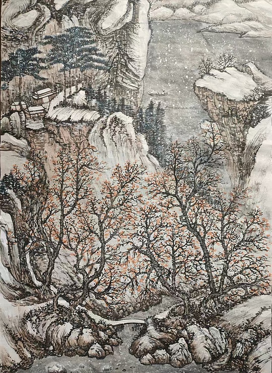 云海松涛 国画 独钓寒江雪