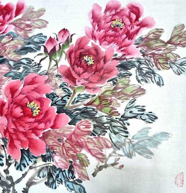 当代著名书画家 醉墨 朱毅江国画《花香情浓》140*50㎝