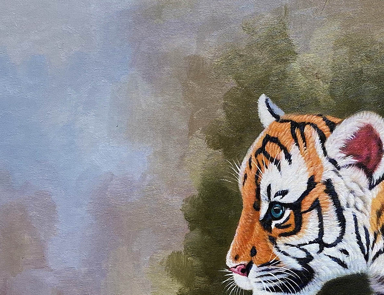 黄紫兰 油画老虎