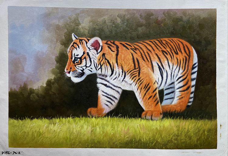 黄紫兰 油画老虎