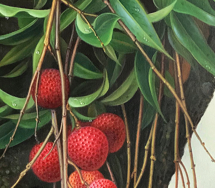 黄紫兰 油画荔枝