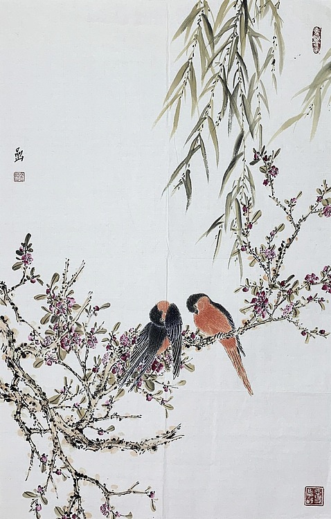 中国美术家协会会员 金嵒 花鸟