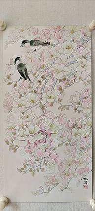 砚沐 玉兰小鸟湖北美术学院艺术硕士李林作品