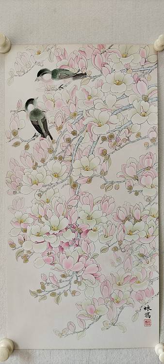 砚沐 玉兰小鸟湖北美术学院艺术硕士李林作品