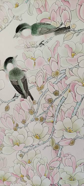 砚沐 玉兰小鸟湖北美术学院艺术硕士李林作品