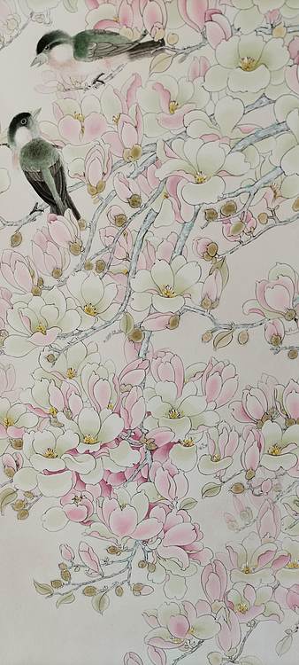 砚沐 玉兰小鸟湖北美术学院艺术硕士李林作品