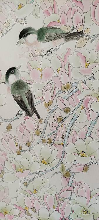 砚沐 玉兰小鸟湖北美术学院艺术硕士李林作品