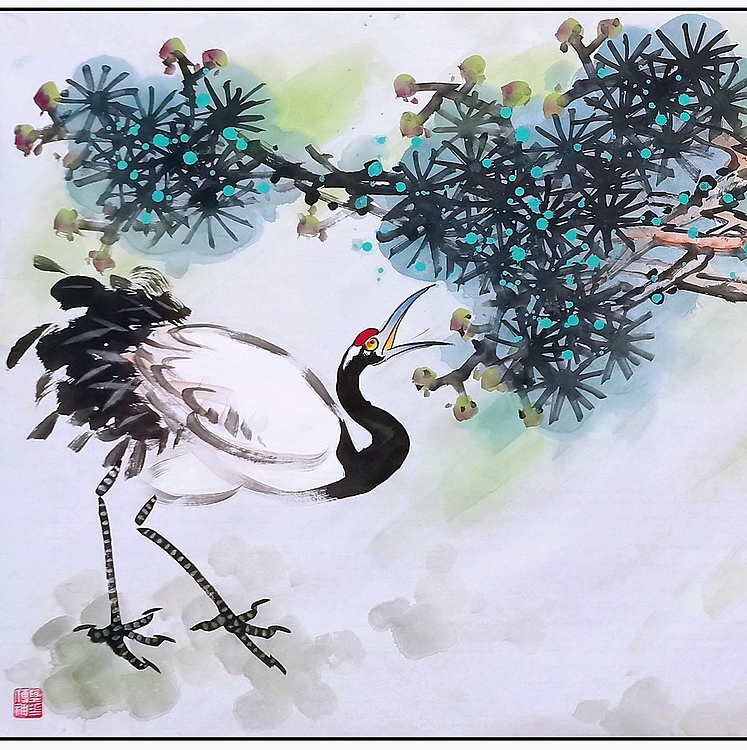 高晓林 （5027）国家一级美术师，江苏省美协会员《松鹤长春》
