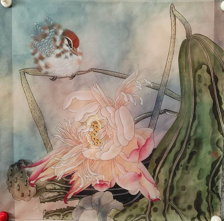 永遇乐 工笔 花鸟 绢本