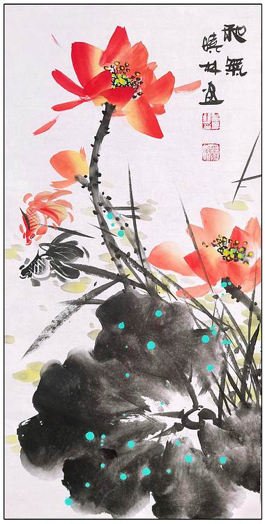 高晓林 （5041）国家一级美术师，江苏省美协会员，4条屏花鸟组图