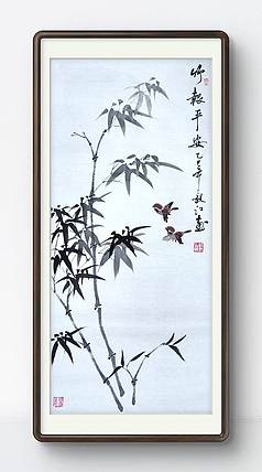 当代著名书画家 醉墨 朱毅江国画《竹报平安》75*33㎝（正月特惠）