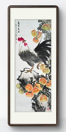 当代著名书画家 醉墨 朱毅江国画《万事吉祥》85*33㎝（正月特惠）