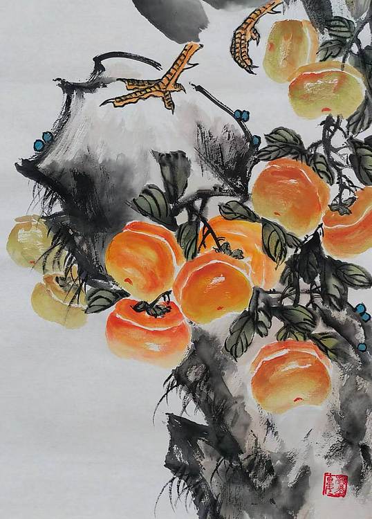 当代著名书画家 醉墨 朱毅江国画《万事吉祥》85*33㎝（正月特惠）