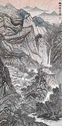 云海松涛 4尺国画 幽山谧居图