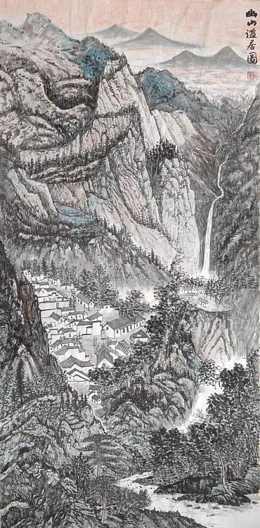 云海松涛 4尺国画 幽山谧居图