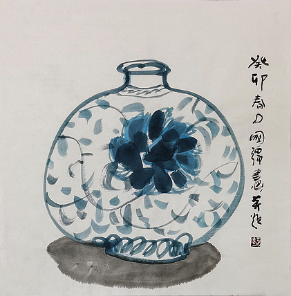中国美协会员，河北美协理事，王国强 《青花瓷瓶》