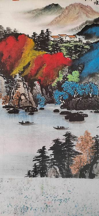 李华 溪山出寒烟，幽居入云间