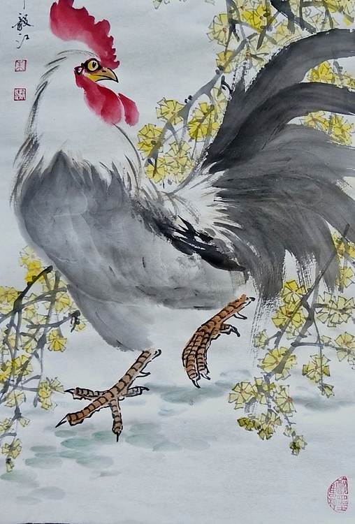 当代著名书画家 醉墨 朱毅江国画《迎春》70*33㎝