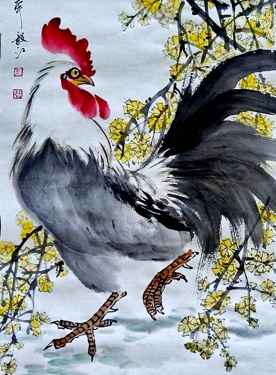 当代著名书画家 醉墨 朱毅江国画《迎春》70*33㎝