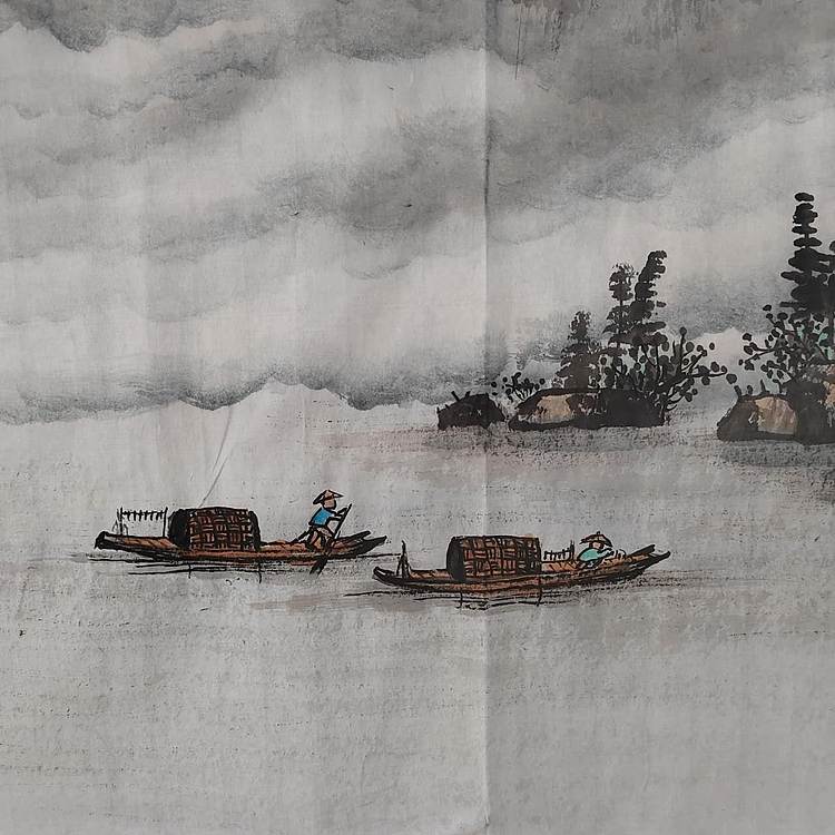 李华 山谷舟渡