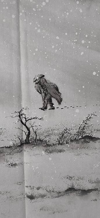 李华 国家一级美术师   风雪夜归人