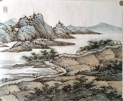 青年书画家 七汐 山水小品.竹田