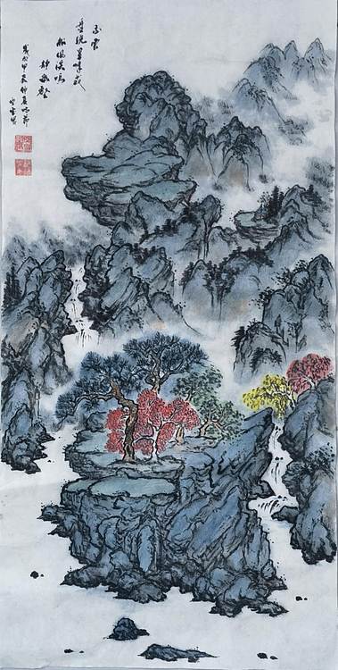 胡强 新加坡文化交流艺术协会会员 特聘职业书画家 空靈 山水图