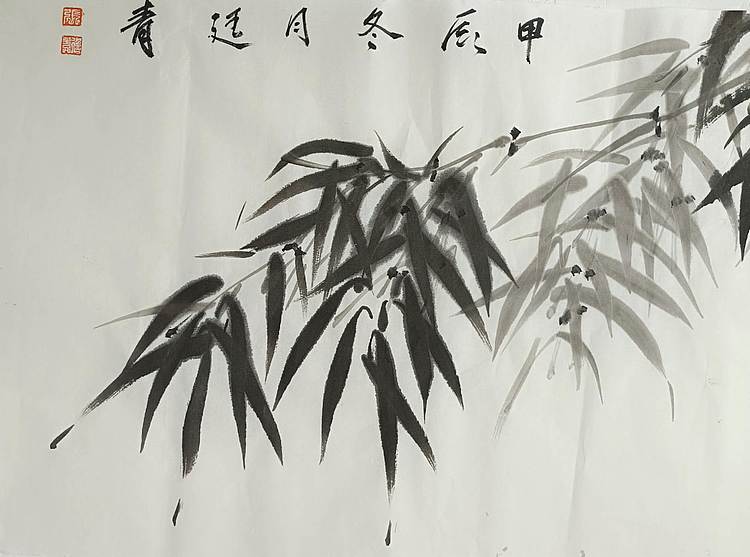 湖北美院国画系 教师，青年潜力   张廷青 《竹林飞雀》